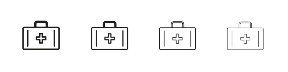 Fototapeta premium First aid box icon outline symbol. Editable Stroke collection.