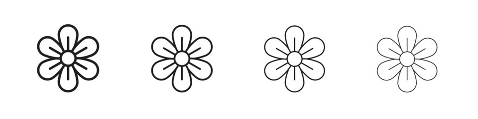 Flower icon outline symbol. Editable Stroke collection.