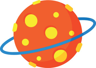 Cartoon planet with rings space illustration