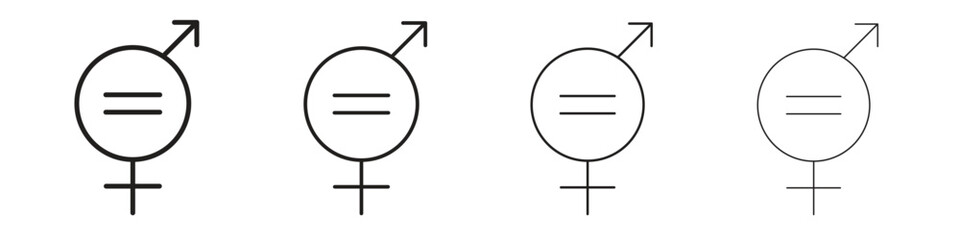 Gender equality icon outline symbol. Editable Stroke collection.