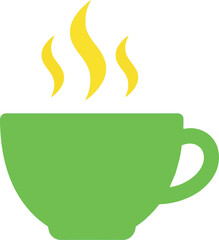 Green coffee cup with steam fresh hot beverage icon