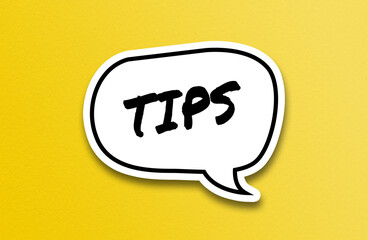 Tips chat bubble on yellow background