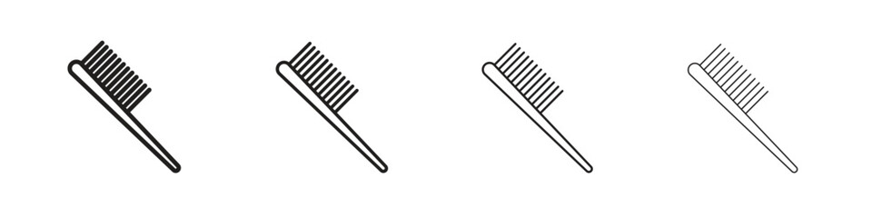 Hair brush icon outline symbol. Editable Stroke collection.