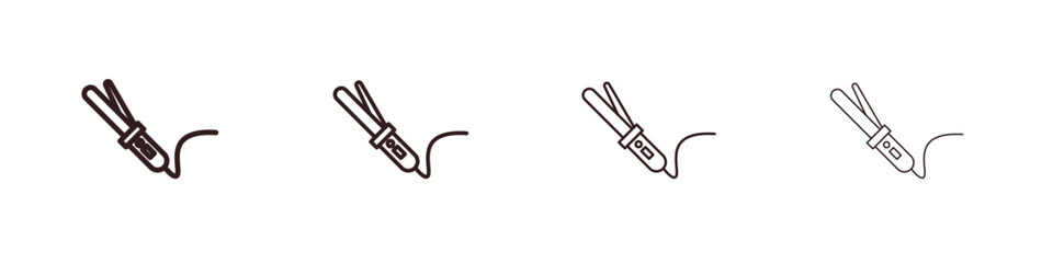 Hair curler icon outline symbol. Editable Stroke collection.