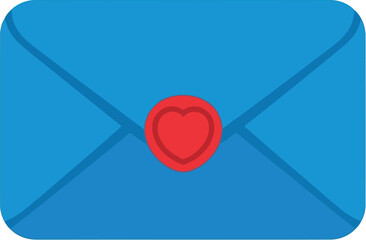 Blue envelope with red wax seal digital illustration