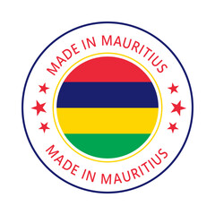 Mauritius Made in Stamp in circle with flag Vector template on white background