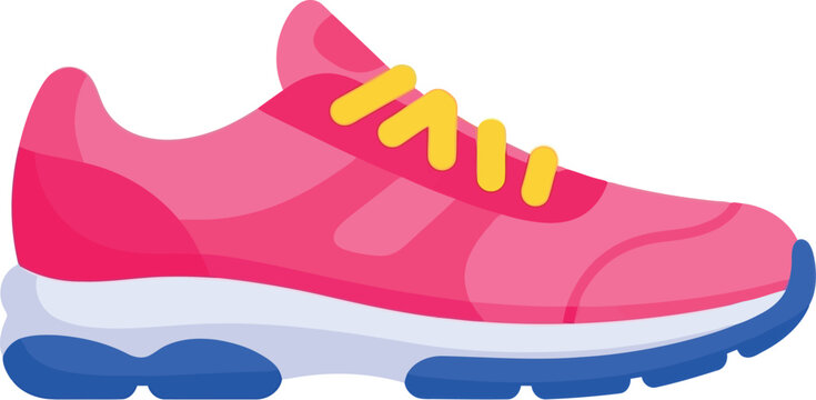 Vibrant pink running shoe with yellow laces