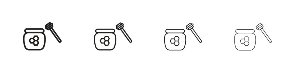 Honey jar icon outline symbol. Editable Stroke collection.