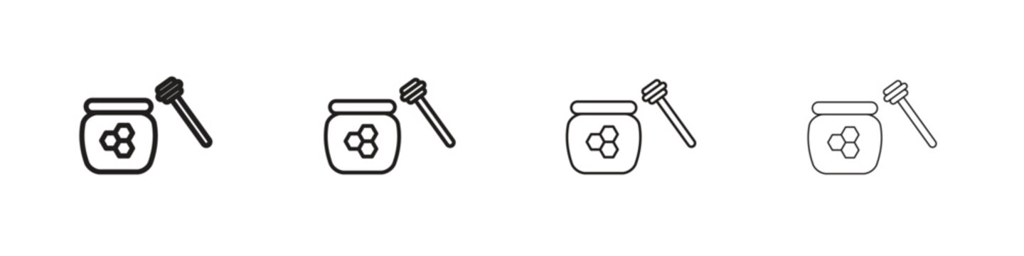 Honey jar icon outline symbol. Editable Stroke collection.