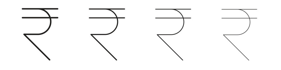 Indian rupee icon outline symbol. Editable Stroke collection.