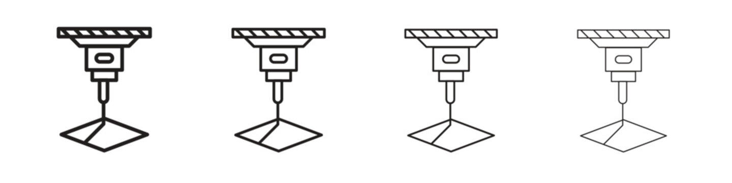 Laser machine icon outline symbol. Editable Stroke collection.