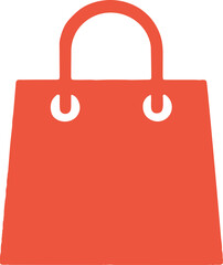 Vibrant orange shopping bag icon against a stark black background graphic illustration