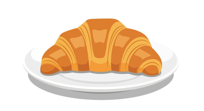 A golden-brown croissant served on a clean white plate, symbolizing delicious breakfast and bakery treats