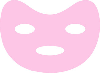 Minimalist pink facial mask with black details against a black background