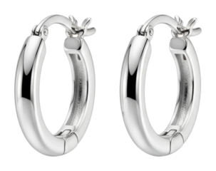 Elegant silver hoop earrings fashion jewelry display isolated on transparent background