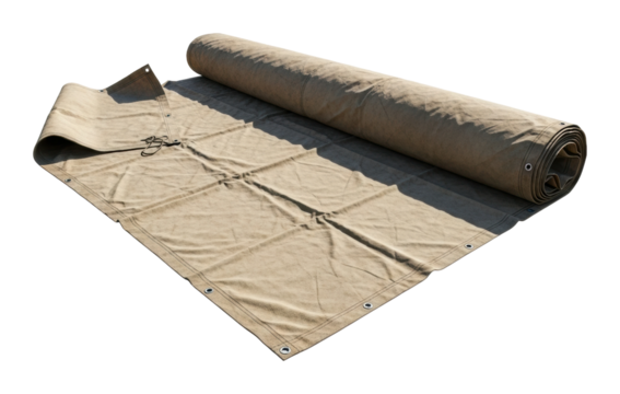 Utilizing durable tarps at construction sites for urban ground use isolated on transparent background