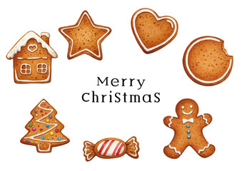 Watercolor-style Christmas cookie illustration