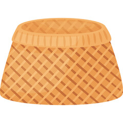 Woven Basket With Open Top In Natural Tan Color Made Of Interlocking Strips On A Transparent Background Simple Rustic Container For Storage Or Decoration