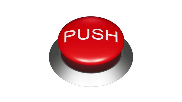 PUSHの丸いボタンをカチカチ押す3DCGアニメーション。赤いスイッチが何度も押されるループ動画