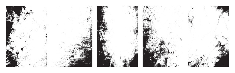 Grunge vintage vertical paper texture backgrounds. Torn and crumpled pattern for poster or vinyl album cover. Distressed overlay urban frames with dust. Dirty, grainy vector mockup illustration.