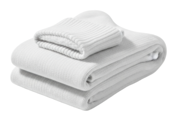 Soft white towels stacked in cozy bathroom home minimalist isolated on transparent background