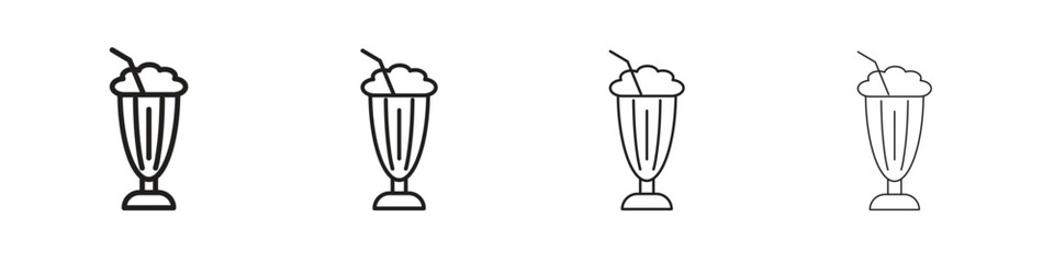Milk shake icon outline symbol. Editable Stroke collection.