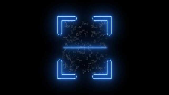 QR code scanning concept. Abstract blue color neon QR code scanner. Scanline animation futuristic technology concept. - Powered by Adobe