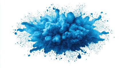 Abstract blue powder explosion on white background, creative design element