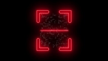 QR code scanning concept. Abstract red color neon QR code scanner. Scanline animation futuristic technology concept. - Powered by Adobe