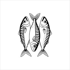 three sardines hand drawn illustration artwork