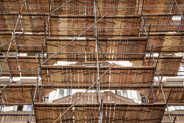 Scaffolding Structure During Facade Renovation - Urban Layers and Geometry
