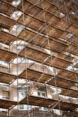 Scaffolding Grid on Building Facade - Urban Structure and Rhythm