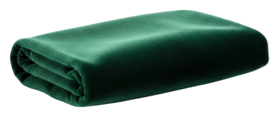 Folding soft green blanket home product isolated on transparent background