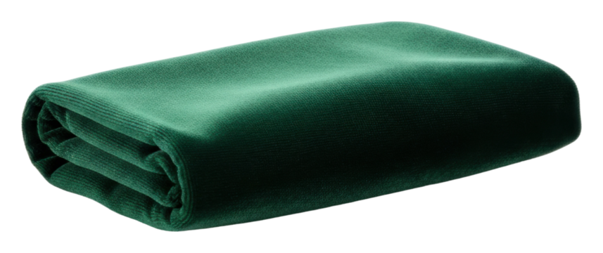 Folding soft green blanket home product isolated on transparent background