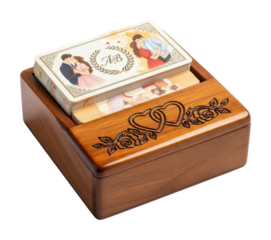 Beautifully crafted wooden love box home artistic design elegant isolated on transparent background