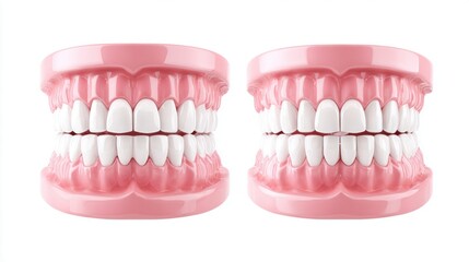 Obraz premium Dental model of teeth isolated on a white background, perfect for dental health