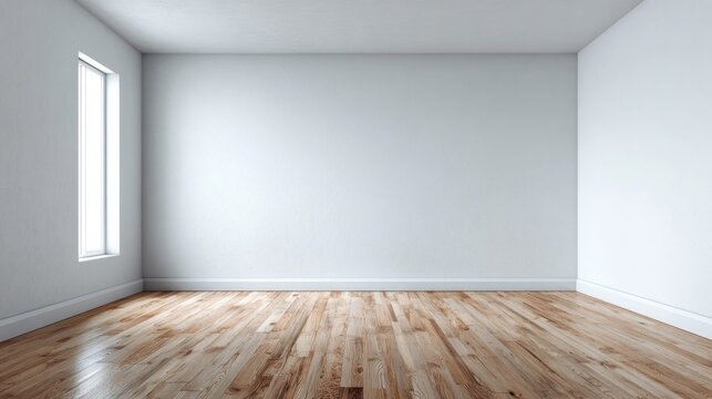 Empty room with hardwood floors and bright natural light from a window