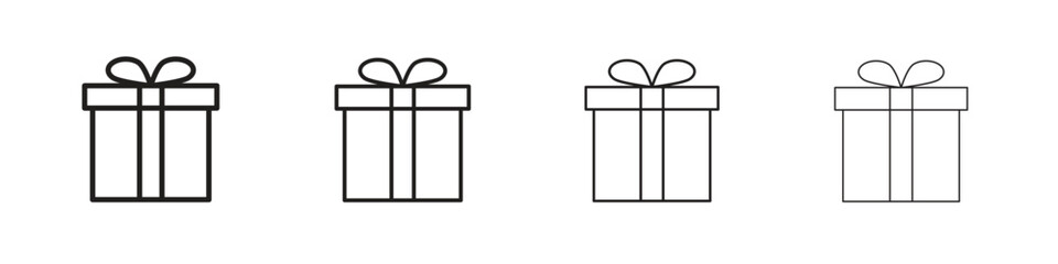 Present box icon outline symbol. Editable Stroke collection.