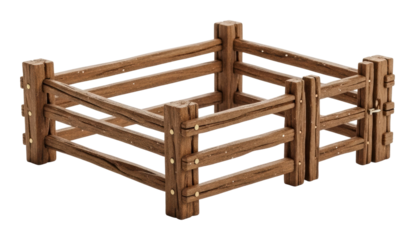 Building a wooden fence for livestock farm object rural perspective isolated on transparent background