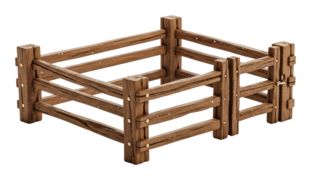 Building a wooden fence for livestock farm object rural perspective isolated on transparent background