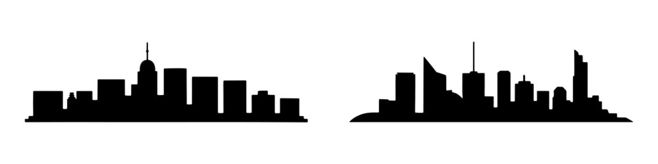 silhouette of city skyline  across an urban landscape