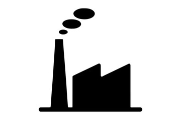 silhouette of industrial factory with smoke