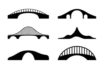 silhouette of several bridge designs with various arches