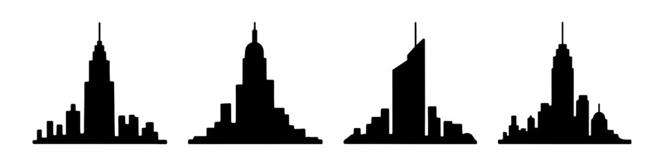 silhouette of  urban buildings against sky