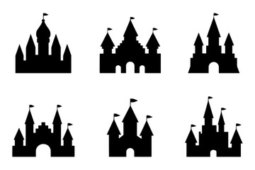 silhouette of majestic castles in a row