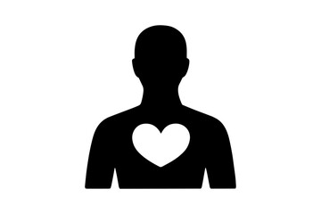 silhouette of  person with heart symbol 