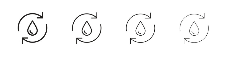 Recycle water icon outline symbol. Editable Stroke collection.