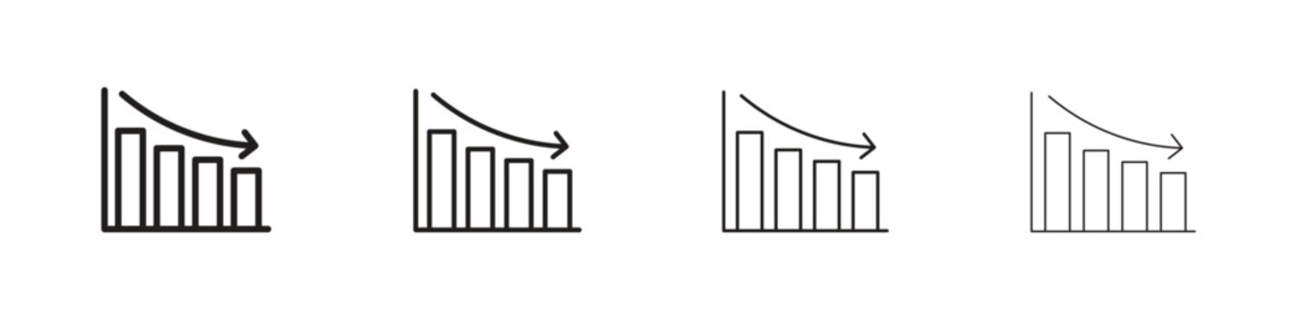 Reduction chart icon outline symbol. Editable Stroke collection.