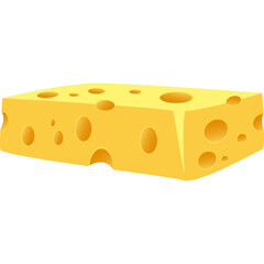 Yellow Cheese Block With Many Round Holes And Transparent Background