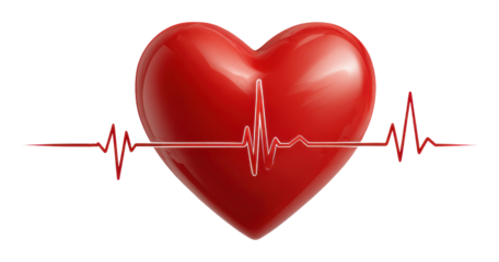 Heartbeat visualization medical concept digital health awareness isolated on transparent background